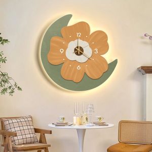 Đồng Hồ Treo Tường Kim Trôi Hình Bông Hoa 3D Được Tích Hợp Đèn Led Có Điều Khiển Từ Xa Với Nhiều Chế Độ Sáng