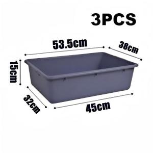 Hotel-Grade PP Plastic Serving Tray | Heavy-Duty Restaurant Dish Basin | Thickened Gray Dish Receptacle