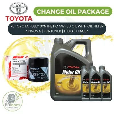 Toyota 5W-30 Fully Synthetic Engine Oil [7 Liters + Oil Filter] Change Oil Package for Diesel/Gas Innova | Fortuner | Hilux | HiAce