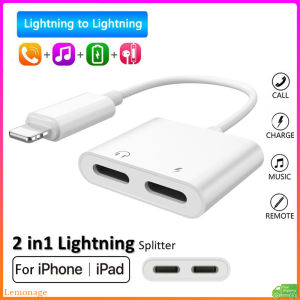 【Ready Stock】2 in 1 Dual Lighting Adapter Audio Converter Splitter Compatible For iP Phone Charge/Music/Voice Call/Wire Control