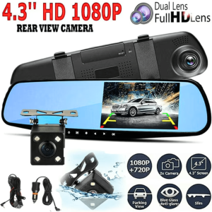 BERGARANSI Kamera Dashcam dashboard mobil depan Kaca Spion Rear View DVR Dual 1080P 4.3 Inch EA880 S