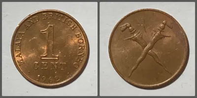 Malaya and British Borneo Coin 1 Cent 1962.
