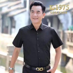 Áo sơ mi trung niên tay ngắn có túi chất vải lụa mềm mịn chống nhăn vạt ngang