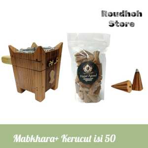 Paket Mabkhara+ Buhur Kerucut isi 50 Aroma Oud Gahru/Amer Oud/Jasmine wewangian Kamar