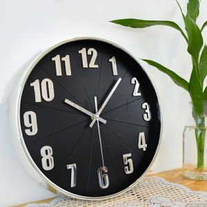 KANGBAN นาฬิกาแขวนผนัง -นาฬิกาแขวน วเลขนูน ขนาด 10 นิ้ว นาฬิกาแขวนผนัง นาฬิกทรงกลม นาฬิกาลายต้นไม้ นาฬิกาแขวนผนังสีดำ นาฬิกา Wall Clock