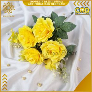 Bunga Rose Jepang Keriting Jumbo X5/Bunga Mawar Gerigi/Bunga Artificial Buket (KN-202)