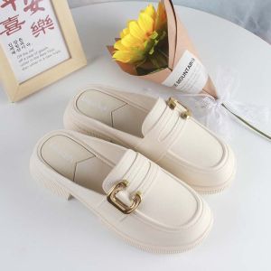 Free Shipping Charming Shark Summer New Collection: Slip-On Sandals With Closed Toe Half-Slipper Style Fashionable WomenS Sandals Thick-Soled Outdoor Sandals WomenS Slippers
