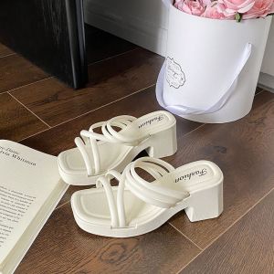 [Free Shipping] 2025 New High-Heeled Slippers For Women Summer Outdoor Height-Increasing Non-Slip Sandals Fashionable One-Strap Anti-Slip Wedge Heel WomenS Shoes