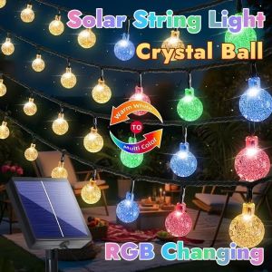 100/50/20RGB LED Solar Fairy Light Color Changing Crystal Ball String Lights Christmas Decorations