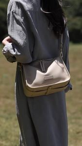 Genuine leather bag simple solid-color shoulder bag everyday commuter tote bag