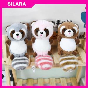SILARA Phim Hoạt Hình Sang Trọng Dài Đuôi Gấu Trúc Nhồi Bông Búp Bê Đồ Chơi Mặt Dây Chuyền Móc Chìa Khóa Ba Lô Trang Trí Quà Tặng
