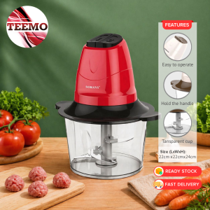 TEEMO 2L Food Processor Blender Large Capacity Household Electric Mini Multi Functional Meat Grinder Mixer Pengisar Daging Mini Serbaguna - Fulfilled by TEEMO SHOP