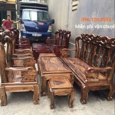Đồ Gỗ Bộ ghế phòng khách minh quốc đào gỗ tràm tay 10