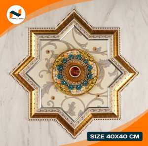Ornamen Lampu Plafon Pvc Gypsum Grc Motif Kekinian GP 02 40x40Cm Fiting Hiasan Bingkai Ternit