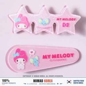 Sanrio My Melody Claw Hair Clip Grip 2pcs Set Triangle / Star Design Pink for Bangs
