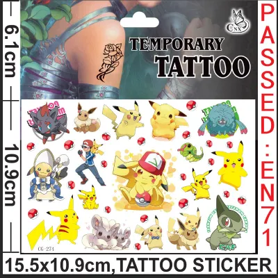 [SG] Pokemon Tattoo Waterproof Pikachu Action Figure Cartoon Stickers Temporary Tattoo Facial Stickers for Kids Children Goodie Bag Birthday Party Gift