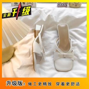 Free Shipping New Summer Open-Toe Sandals With A Bow Design Perfect For Pairing With Dresses And Suitable For Wearing Outdoors Versatile Square-Toe Sandals