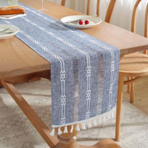 Cotton Linen Table Runner Nordic Style with Tassel Table Runner Household TV Cabinet Decorative Cover Towel Living Room Coffee Table Towel Long Strip Cloth