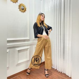 Celana Kulot Linen Highwaist Premium Import Kekinian