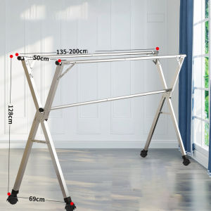 Sào phơi quần áo thông minh cải tiến Bánh Xe cây phơi  gấp gọn giá giàn phơi có quà tặng móc treo cố định đồ