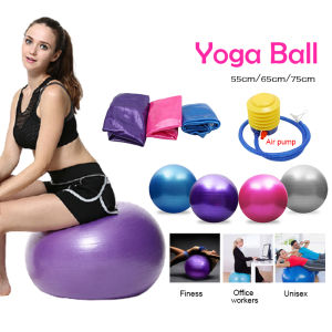 Yoga Ball 55/65/75CM Burst-resistance Fitness Yoga Massage Exercise Ball Training Gym Ball Slimming Yoga Ball Pilates Ball Home Gym Body Building Massage Training Ball (With Free Pump)