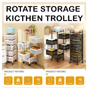 TF Kitchen Storage Rack-Rotating Vegetable Rack Floor-Standing Multi-Layer Storage Rack Household Storage Shelf