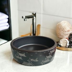 KOEN HANDMADE DESIGNER ART BASIN CERAMIC COUNTER TOP BASIN  410mm(D) x 140mm(H)