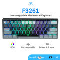 AULA  61 Keys Hot-swappable RGB Backlit Mechanical Keyboard Detachable Type-C Wired Gaming Keyboard  ( F3261). 