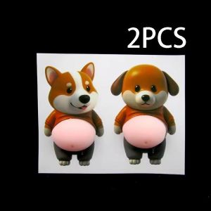 3D Cute Shiba Inu Soft Rubber Sticker Removable Fluffy Puppy Belly Sticker Safety Door Handle Silicone Self-Adhesive Party Sticker