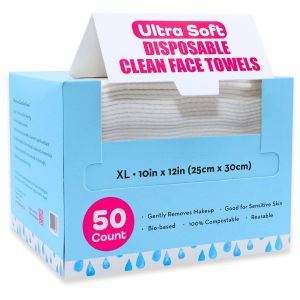 Elizabeth Mott Thank Me Later Face Towels 50 Count 100% based Face Towels Ultra-Soft Lint-Free Extra Absorbent For Cleansing & Makeup Removal Sensitive Skin-Friendly