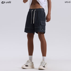 UNIFIT Demin Shorts Retro Washed Shorts Above The Knee Shorts Casual Fashion Menswear with Drawstring and Pockets UFS-01