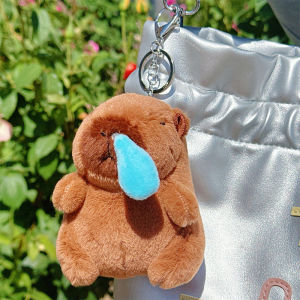 [haoh] Kawaii Plush Snotty Capybara Keychain Cute Capybara With Turtle Bag Keyring Creative Doll Fluffty Stuffed Toys Birthday Gifts