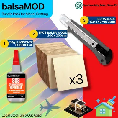 Balsa Wood 200mm x 200mm x 2mm | SS12-BW200 | For Scale Model House Ship Craft Model DIY Balsa Wood Sheets Wooden Plate LUMI SPARK
