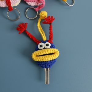 K10SEQ Đan móc Túi móc khóa bằng len Búp bê miệng xúc xích vui nhộn Làm thủ công Túi đựng chìa khóa Dễ thương Móc khóa hình búp bê Dành cho chìa khóa xe