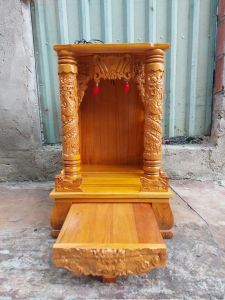 Bàn thờ thần tài ông địa gỗ xoanbàn thờ giá rẻ 48x68 CM 2 màu
