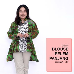Atasan Batik Big Size Blouse Wanita Jumbo L-XL-2L-3L-4L-5L-6L-7L Blus Model Big LD 140 Kantor Seragam Batik / Atasan Kerja Formal Big Size / Blus Super Jumbo Bahan Kerja
