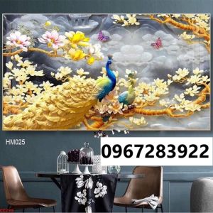 Gạch tranh chim công 3D cao cấp