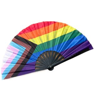 GRACE Gradient Colorful Rainbow Handheld Fan Decorative Cooling Chinese Kung Fu Fan Compact Portable Folding Dance Fan Carnival