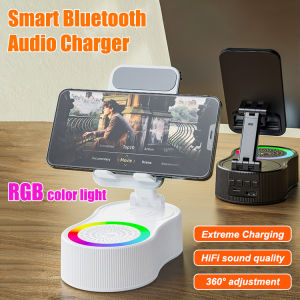 Bluetooth Speaker With Phone Stand Holder 360 Rotation/Adjustable Height/Low Latency Portable Mini Soundbar For Home/Office/Travel Students/Adults
