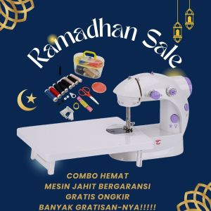 ESA PAKET MESIN JAHIT DENGAN MEJA MINI PORTABLE FHSM 202A LAMPU