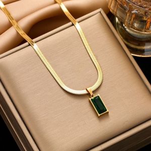 Kalung Wanita Liontin mata Kotak Aksesoris Fashion Wanita Terlaris Bahan Titanium