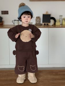 Boys Winter Thickened Suit 2025 Korean-style childrens clothing baby winter wear childrens autumn and winter fleece sports suit