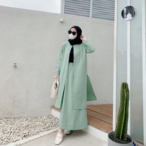 (Madhar) Tania One Set TUNIK + ROK Wanita M L XL XXL Oversize Bahan Magnolia Premium Super Lembut Jatuh BUSUI Full Kancing / Baju Stelan Hanum Tunic Skirt Jumbo Kasual Murah Terbaru 2021 / Setelan Androk Polos Warna Pastel