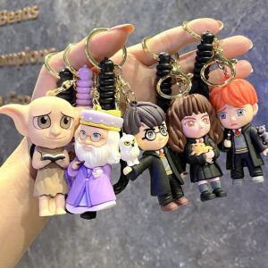 GENENIC Hermione Hali Potter Keychain Ron Weasley Movie Potters Action Figure Toy Hanging Accessory Dumbledore Car Key Pendant Men Women