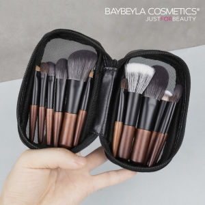 BAYBEYLA Mini Animal Hair Travel Makeup Brush 12-Piece Set (Includes Brush Bag)