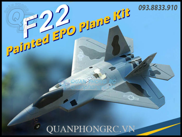 Kit EPO F22 Raptor Sơn Xám Sải 72cm + Decal + Càng Đáp (Không Gồm Đồ ...