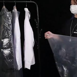 10pcs Thick Transparent Plastic Hanging Garment Dust Cover Wardrobe Clothes Storage Protector Bag