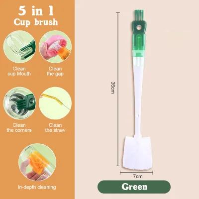 5 IN 1 Bottle Brush Set Long Handle Multifunctional Wash Cup Brush Baby Bottle Brush Lid Groove Cleaning Brush Straw Brush奶瓶刷子