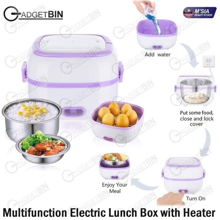 ☸Multifunction Stainless Steel Electric Mini Rice Cooker Lunch Box | Lazada