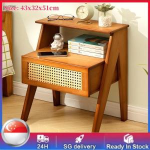 Bedside Table Rattan Woven Antique Japanese Style Furniture Locker Bedroom Drawer Storage Cabinet Sofa Side Cabinet